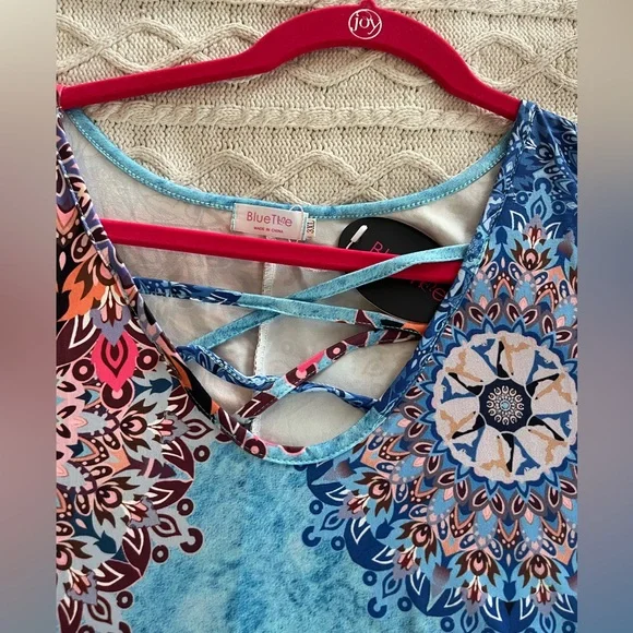 New! Blue Time Brand Summer Cold Shoulder Short Sleeve Dress Sz 3X - Picture 13 of 16